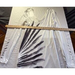 Bebe Addiction Long Sleeves Mini Dress Womens Small White Feather Print Party